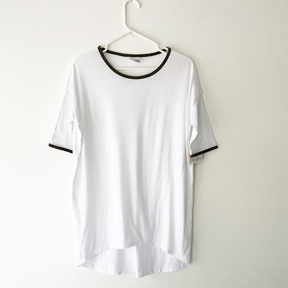 LuLaRoe Tops - White Irma Shirt Grey Trim NEW XS